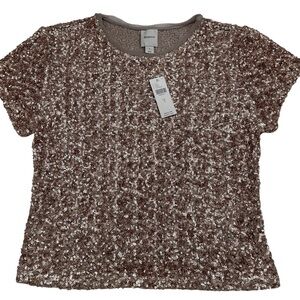 Anthropologie Maeve Champagne Sequin Top